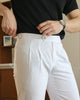 White linen double pleated trousers