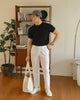 White linen double pleated trousers