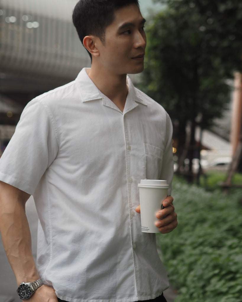 White - linen with pocket shirt