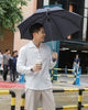 White - triangle polo collar shirt
