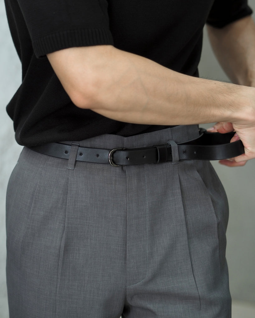 Black zane leather belt