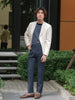 Navy with frankie pleated trousers