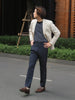 Navy with frankie pleated trousers