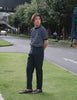 Navy with frankie pleated trousers
