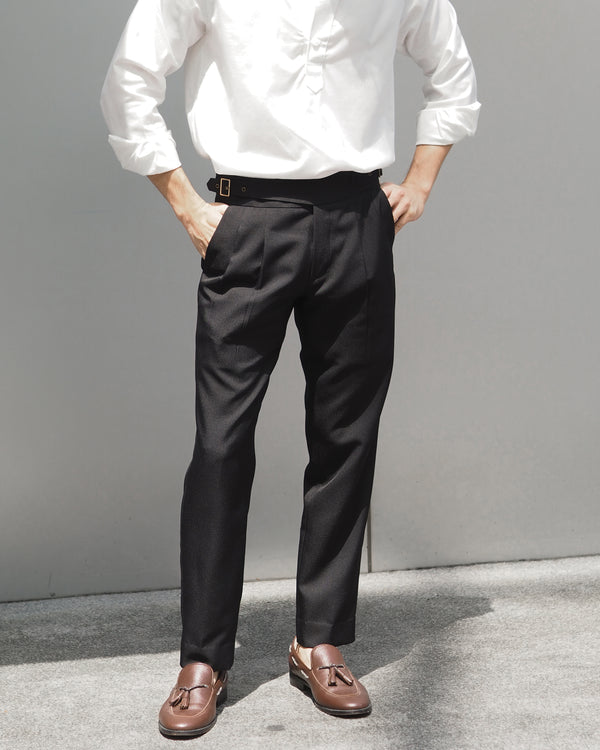 Black - harris with pleated belt waist