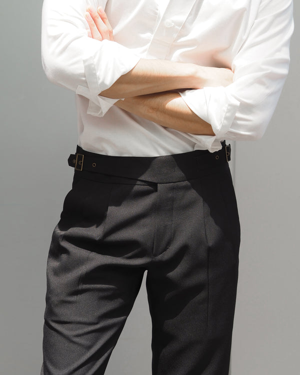 Black - harris with pleated belt waist