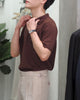 Choco knitted silk polo shirt