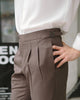Choco - Pleated belt trousers