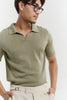 Green knitted silk polo shirt