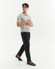 Black stripe belt waist side button trousers with pleated