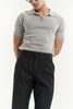 Black stripe belt waist side button trousers with pleated