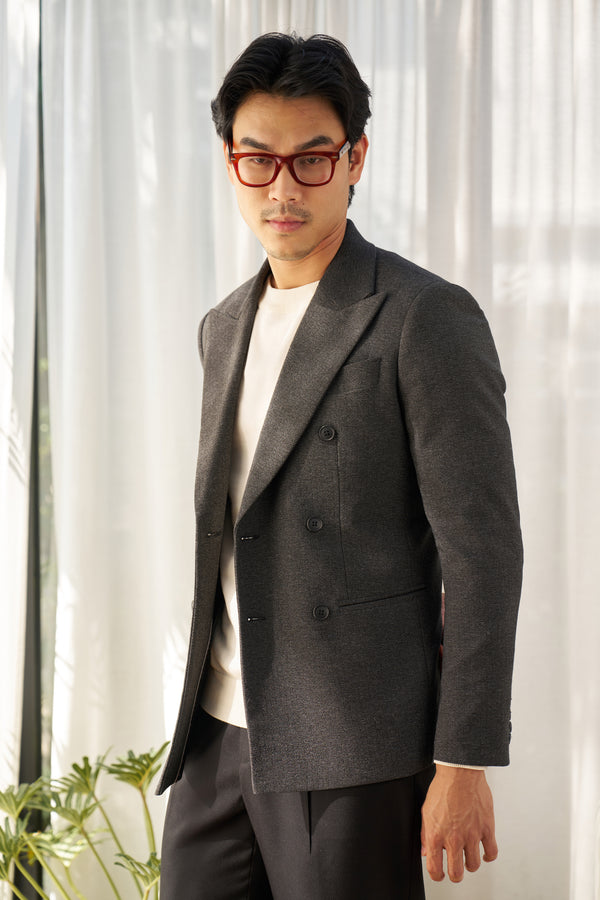 Dark grey textured - double breast suit