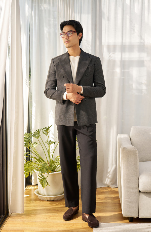 Dark grey textured - double breast suit