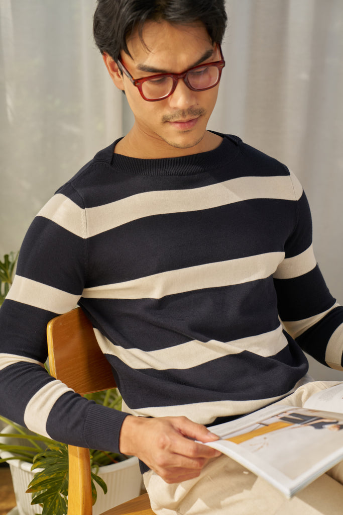 Navy Stripe - Merino Knitted Jumper