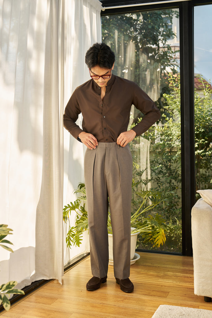 Grey Forward pleated trousers