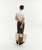 Canvas hand bag tan strap with pocket