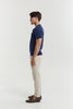 Navy knitted silk polo shirt