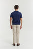 Navy knitted silk polo shirt
