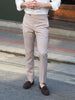 Latte double belt trousers