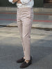 Latte double belt trousers