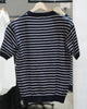 Navy stripe round knitwear