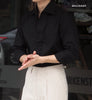 Black - triangle polo collar shirt