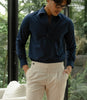 Navy - triangle polo collar shirt