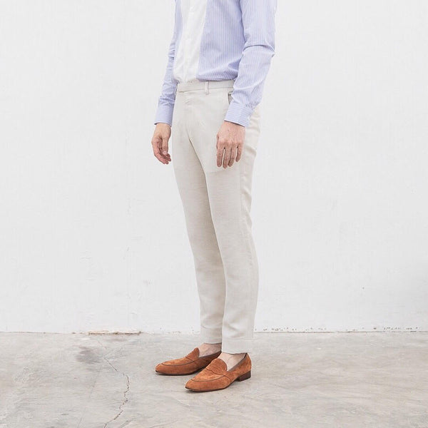 Beige - linen tailored trousers