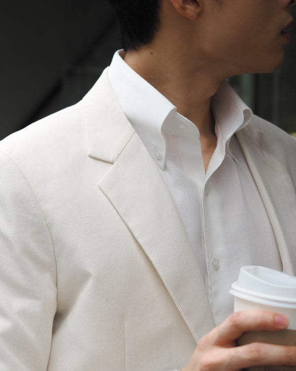 White linen button down shirt