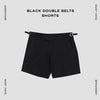 Black double belt short shorts