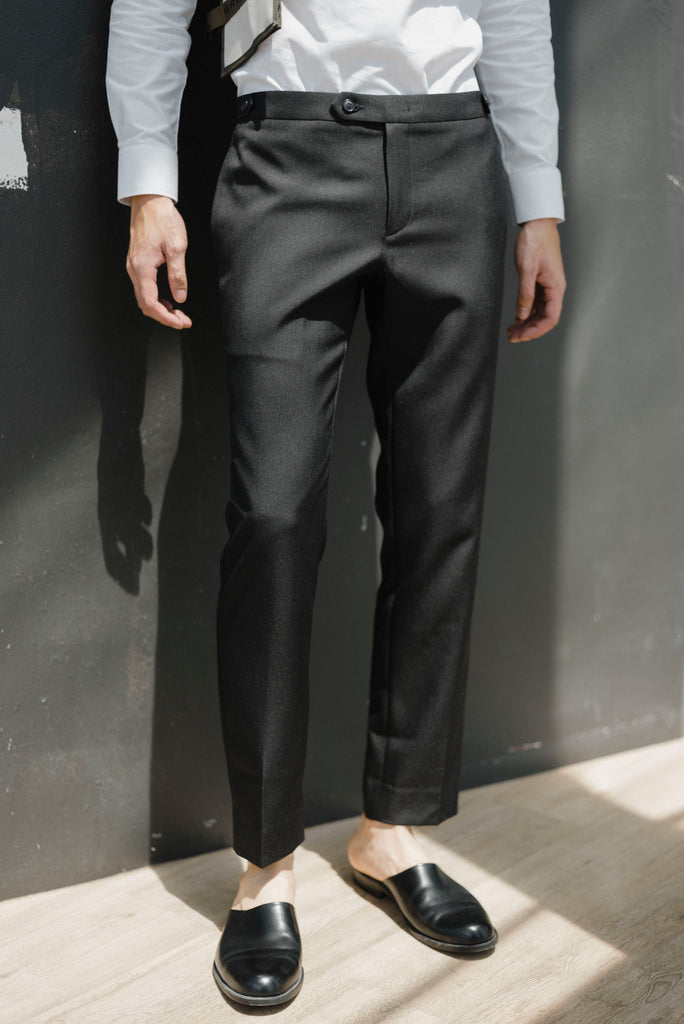 Black double layer with button trousers