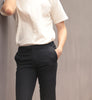 Navy trousers with side contrasting
