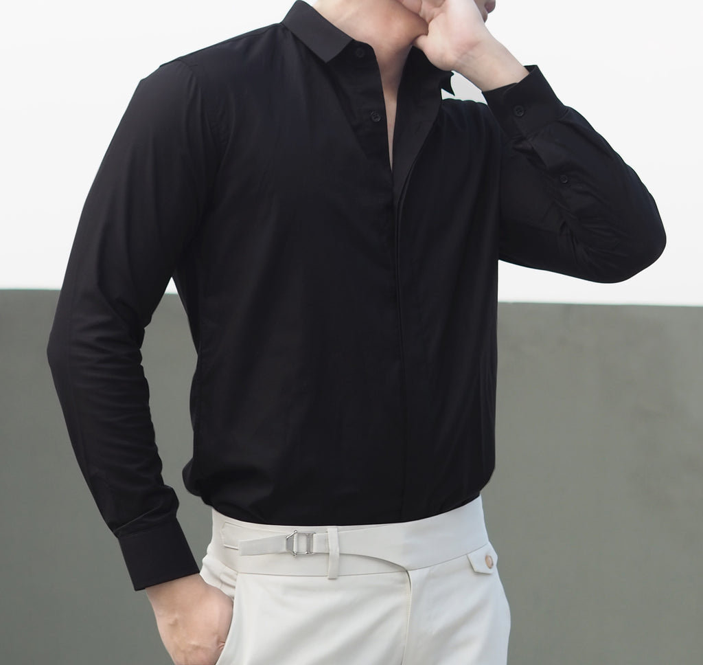 Black mini collar shirt