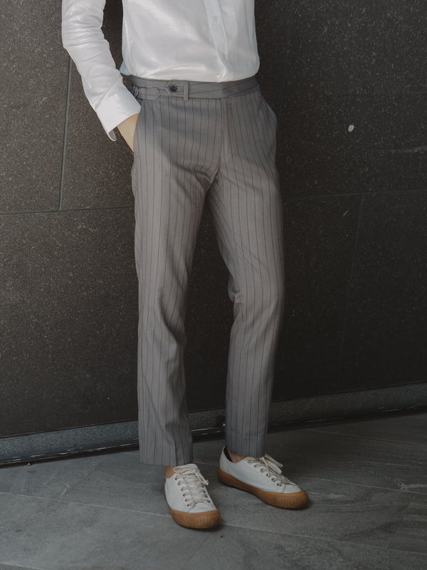 Smokey Blue - ridley double belt trousers