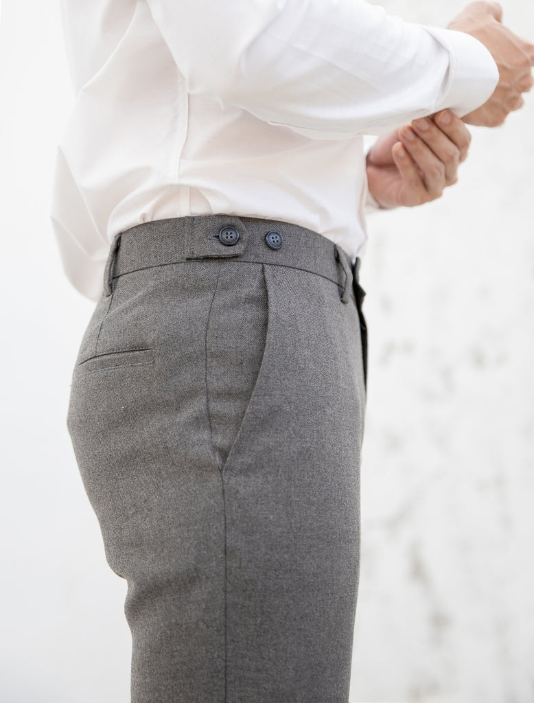 Grey with double button trousers