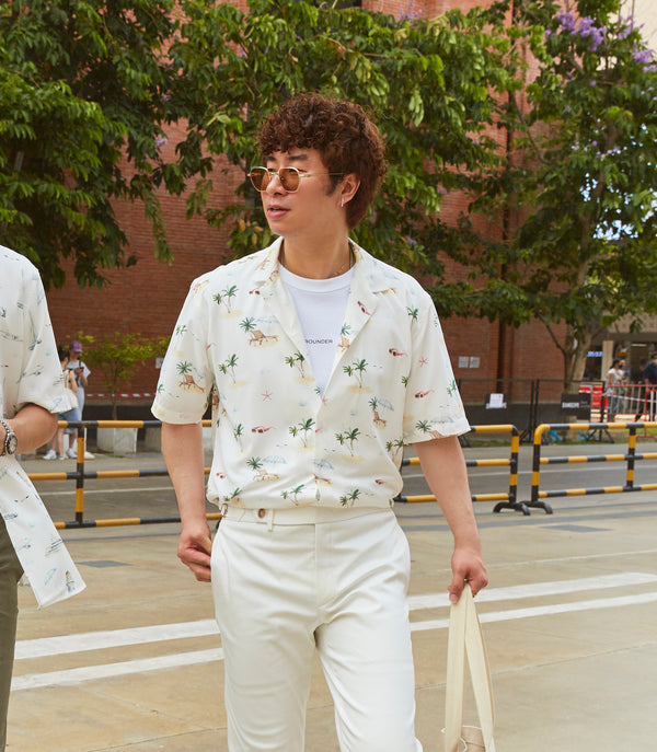 Beach print flowing shirt