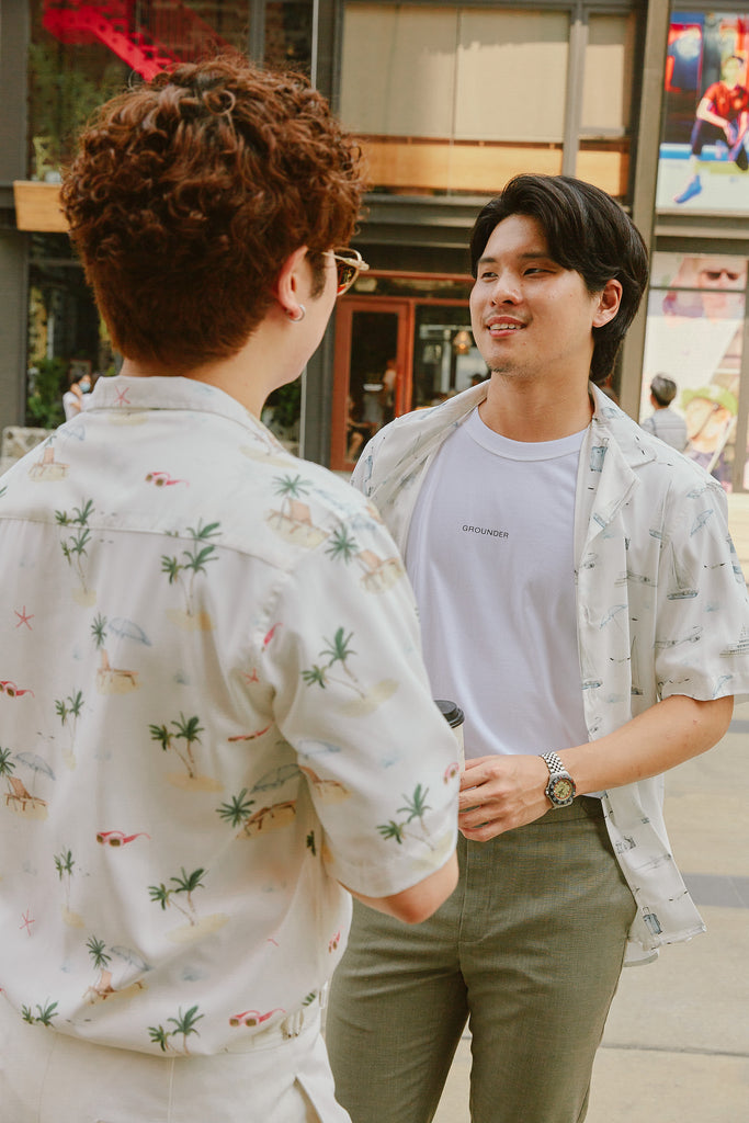 Boat print flowing shirt