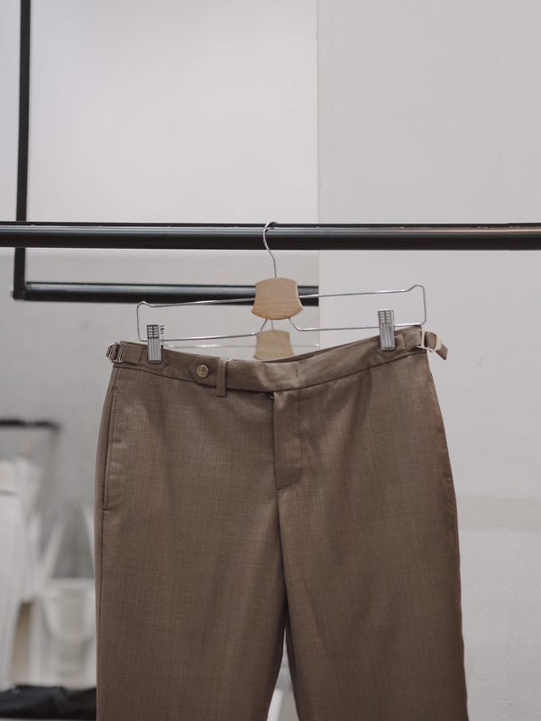 Pecan - ridley double belt trousers