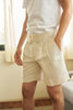 Beige Linen simon with pleated shorts