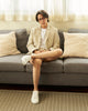 Beige Linen simon with pleated shorts